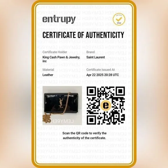 Saint Laurent Uptown Chain Wallet in Black Patent Leather - Picture 2 of 12